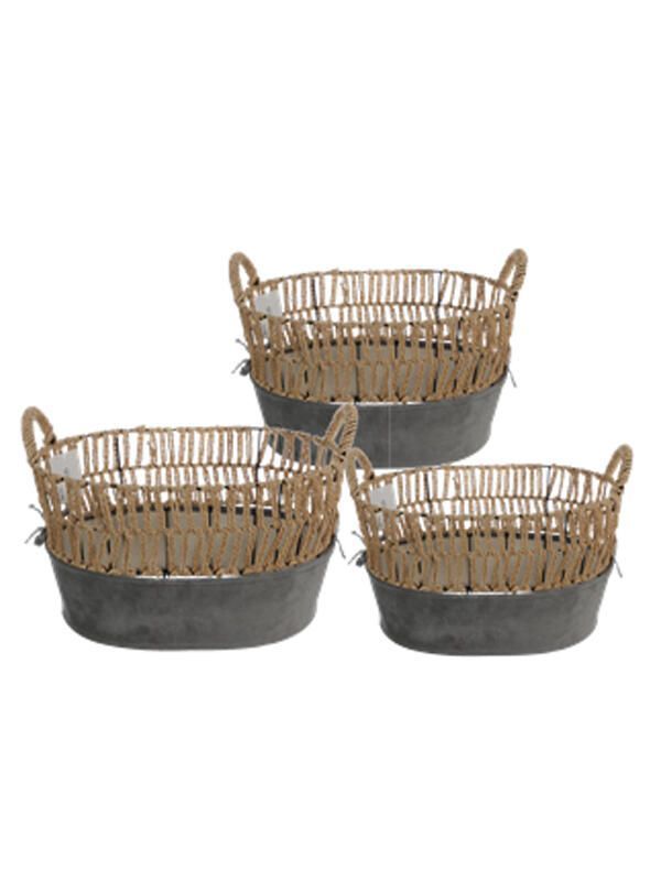 Set de 3 canastos de Fibra Seagrass 30-35-45 cm. Natural Set de 3 Beige