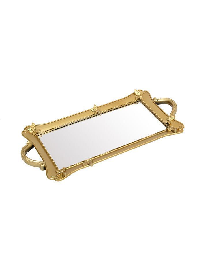 Bandeja plástica rectangular 23x49 cm. Dorado 49x22x3 cm-0