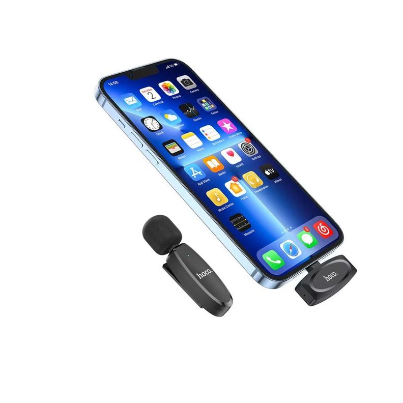 MICROFONO LAVALIER PARA IPHONE INALAMBRICO NEGRO-0