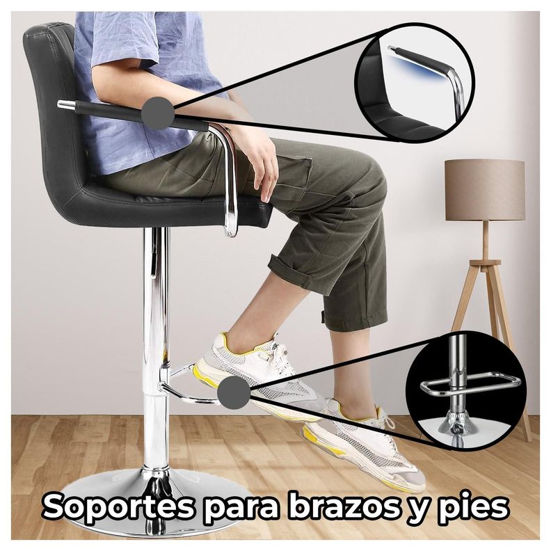 Pack 4 Piso Bar con Respaldo Cuadrado y Posa Brazos blanco-4