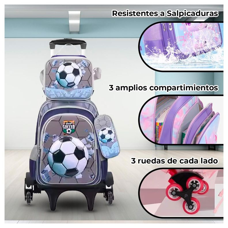 Maleta Mochila 3 en 1 con ruedas y accesorios diseño de dinosaurio-1