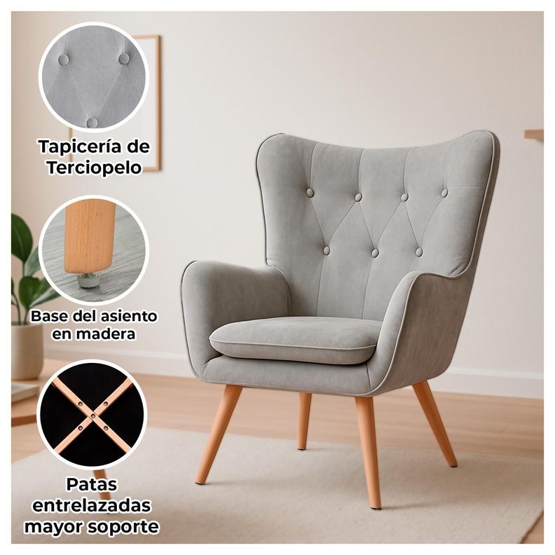 Sillón Poltrona Decorativo con Diseño Nórdico-1