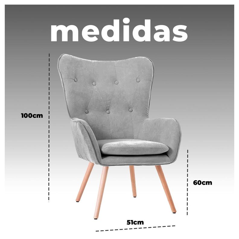 Sillón Poltrona Decorativo con Diseño Nórdico-5