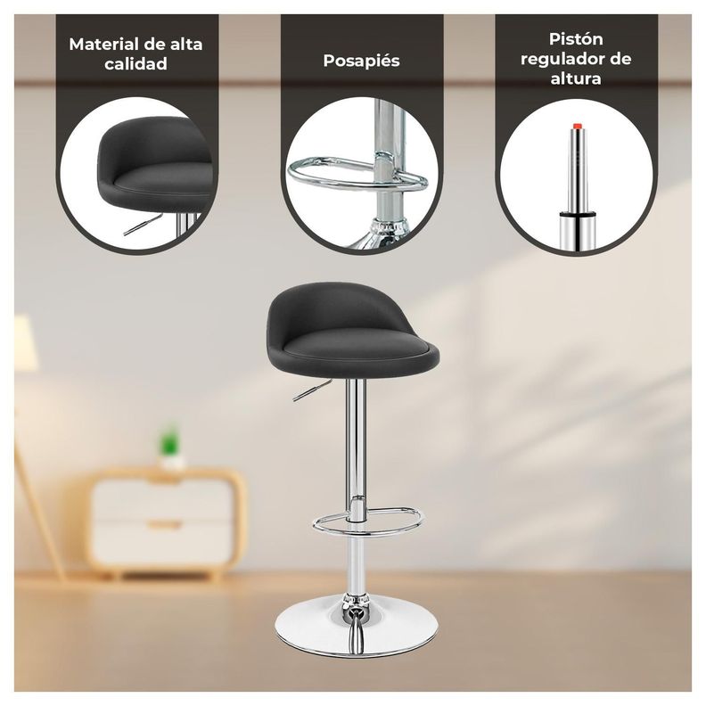 Pack 4 Sillas Piso Bar Taburete negro-1