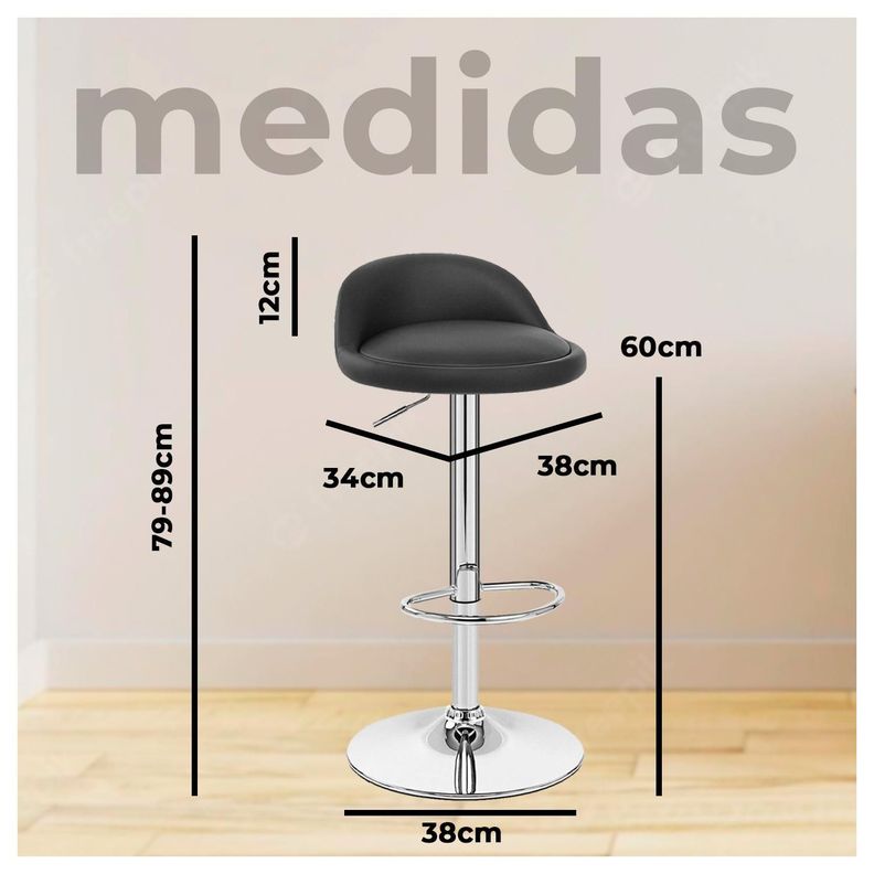 Pack 4 Sillas Piso Bar Taburete negro-4