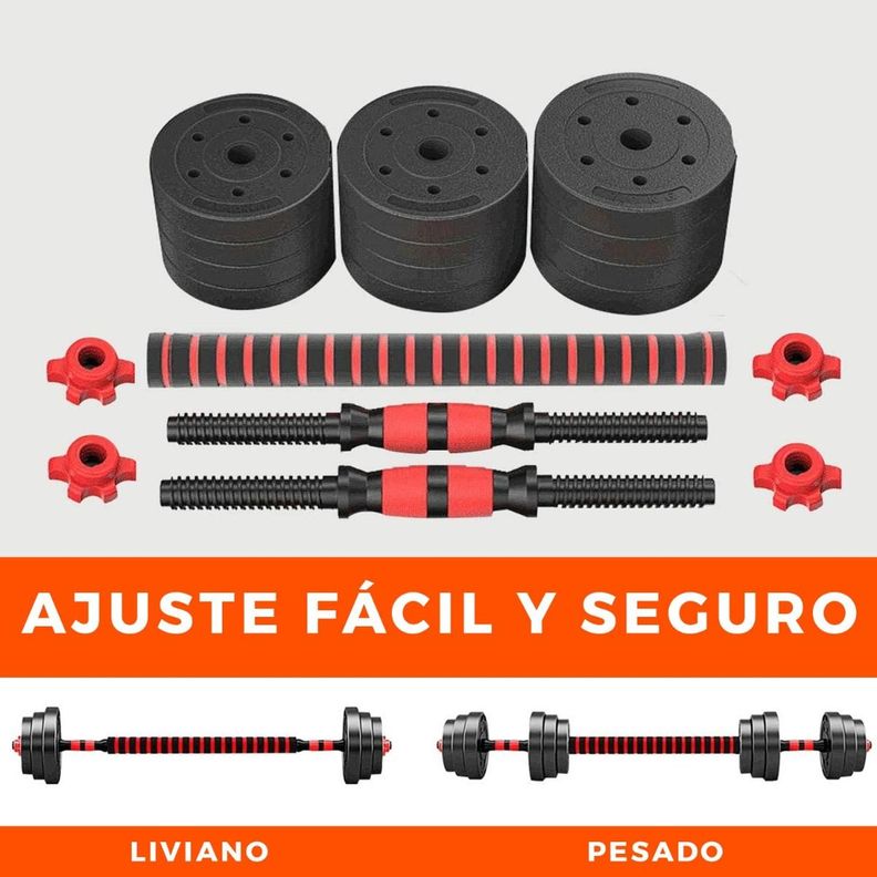 Set De Mancuernas Pesas con Barra Ajustable Armable 30 Kg-1