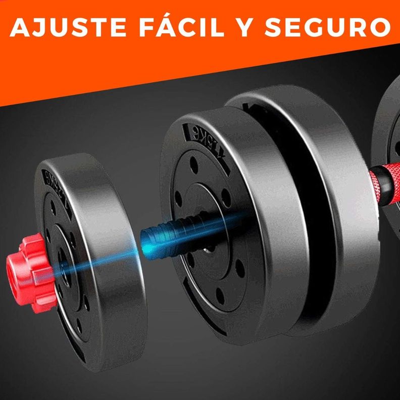 Set De Mancuernas Pesas con Barra Ajustable Armable 30 Kg-3