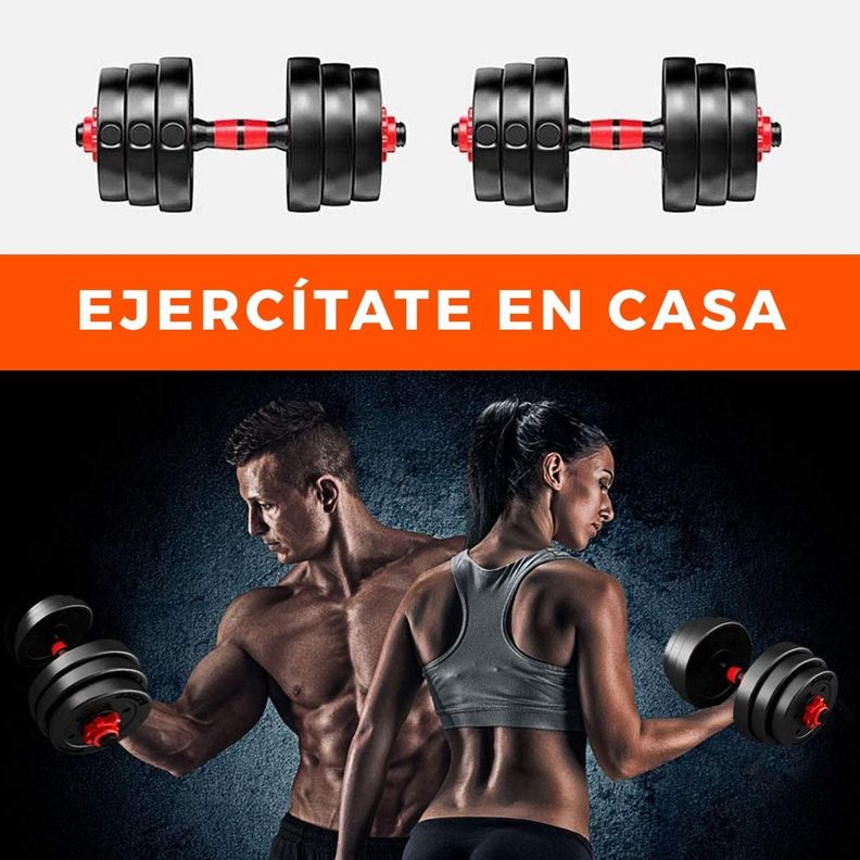 Set De Mancuernas Pesas con Barra Ajustable Armable 30 Kg-5