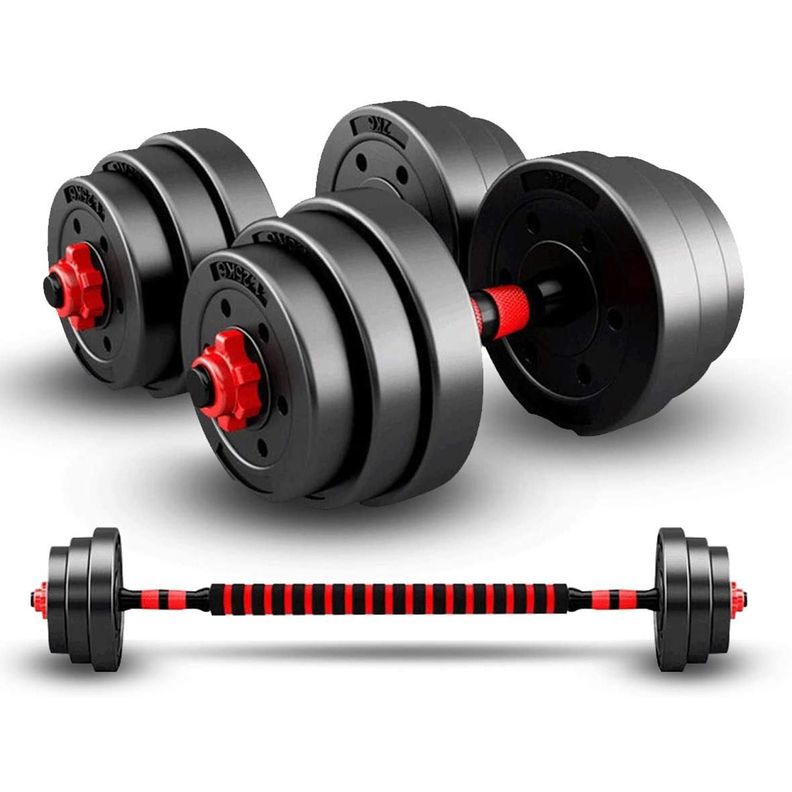 Set De Mancuernas Pesas con Barra Ajustable Armable 30 Kg-0