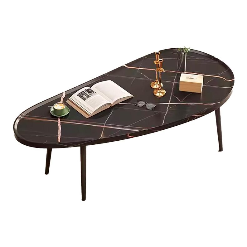 Mesa Centro Ovalada Madera y Metal Estilo Moderno