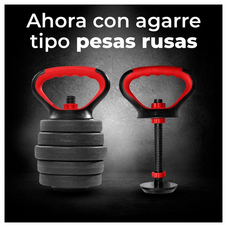 Mancuernas 20 kg 4 en 1 Pesas Barra Pesa Rusa en un Set-4