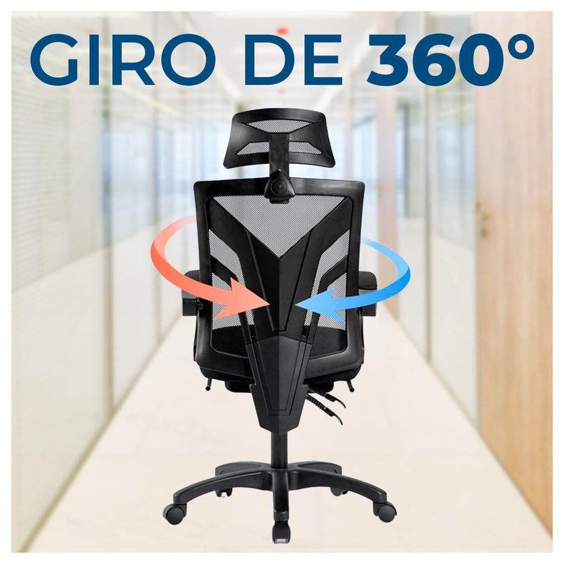 Silla de oficina Ergonómica reclinable con respaldo alto-4