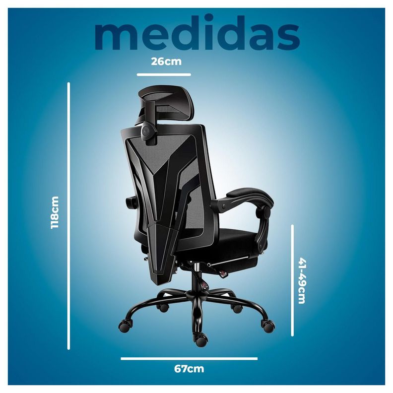 Silla de oficina Ergonómica reclinable con respaldo alto-5
