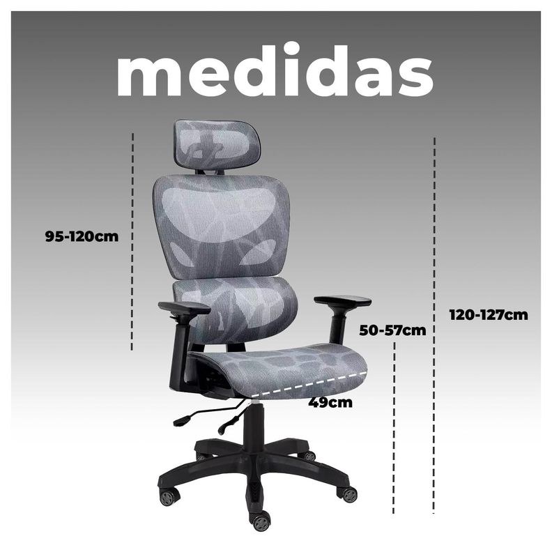 Silla Giratoria con Ajuste de Altura y Diseño Ergonómico-5