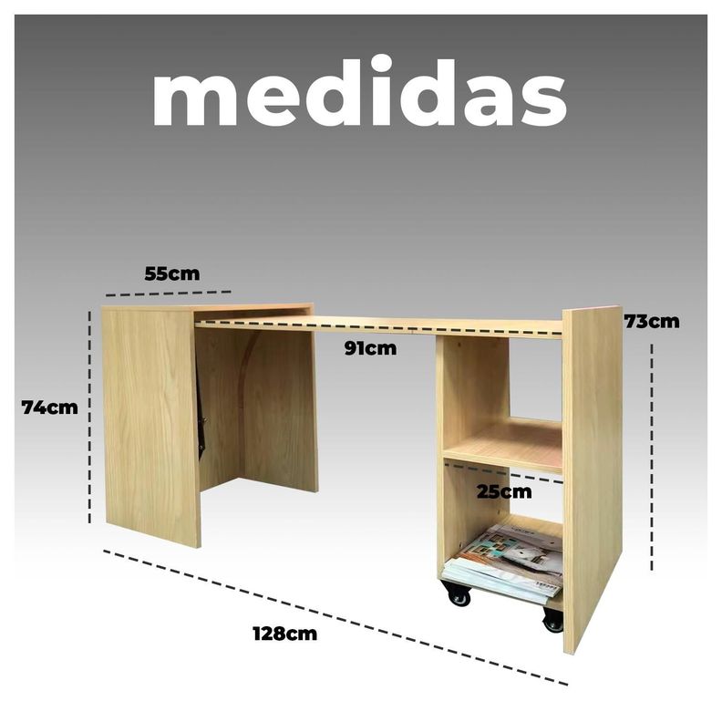 Escritorio Moderno Plegable Ajustable con Almacenamiento-5