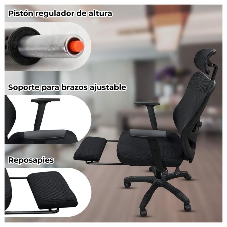 Silla Ergonómica Reclinable con Reposapiés Máximo Confort para Tu Oficina-1