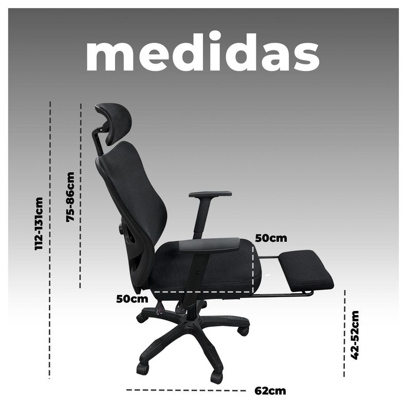 Silla Ergonómica Reclinable con Reposapiés Máximo Confort para Tu Oficina-5