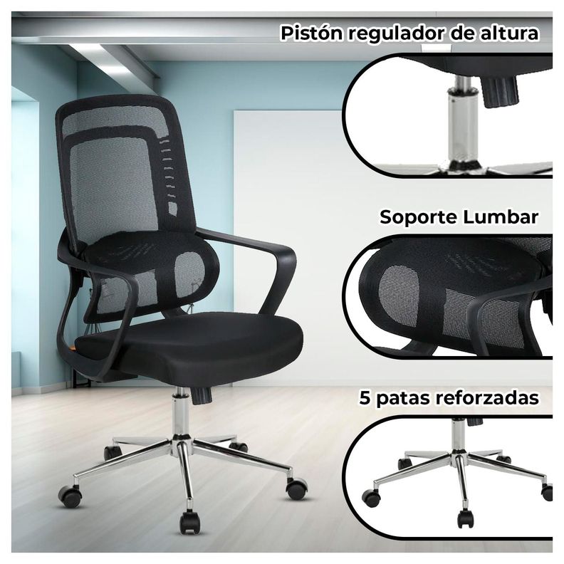 Silla de Oficina Moderna Ajustable Ergonómica y Transpirable-1
