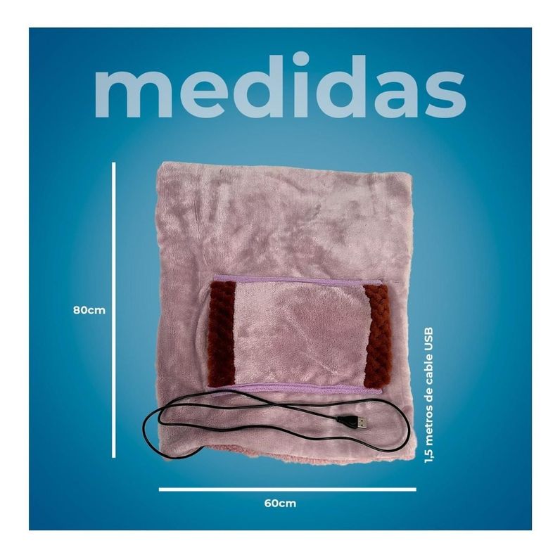 Manta Térmica Eléctrica Usb Con Sherpa 80x60-5