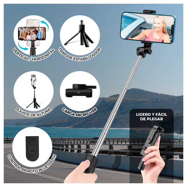 Tripode Palo Selfie con Control Remoto Bluetooth-1