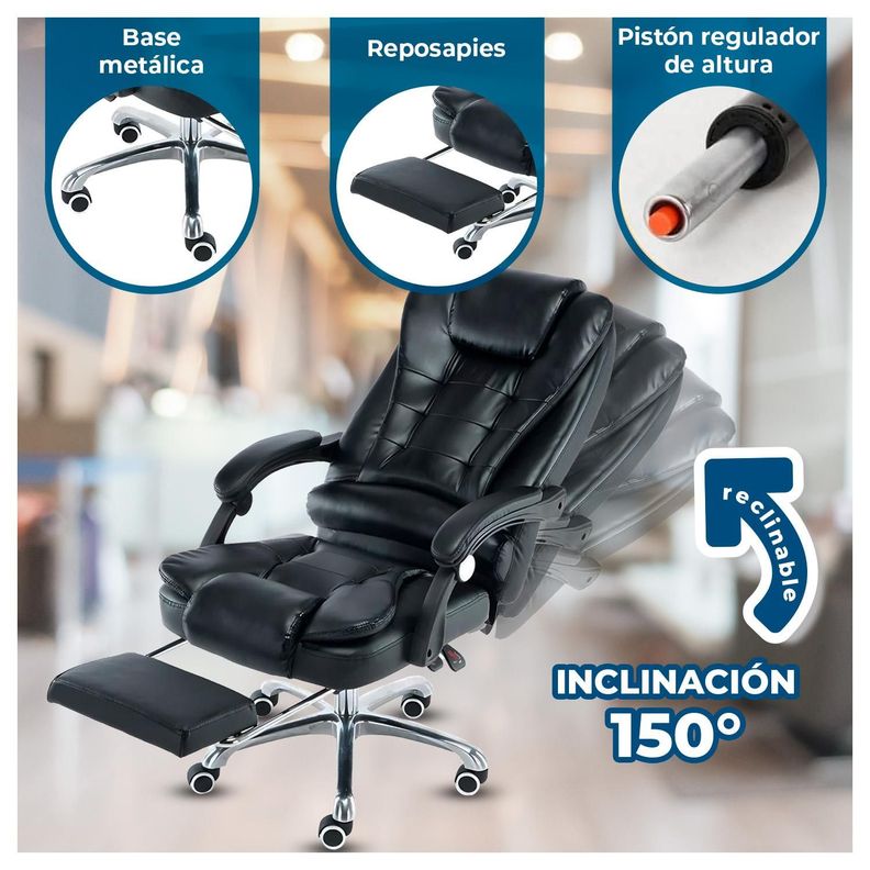 Silla Ejecutiva de Cuero con Reposa Pies-1