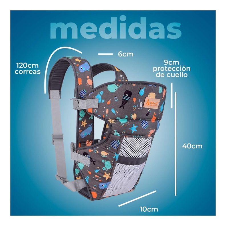 Portabebés Canguro Mochila Gris-4