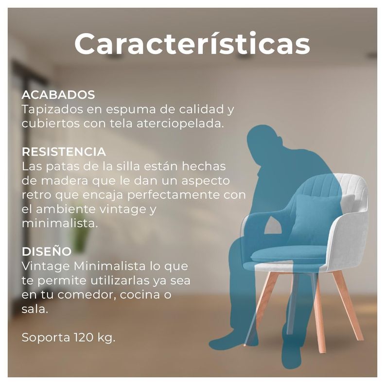 Pack 2 Butaca Poltrona Sofí de Terciopelo Con Patas de Madera-3