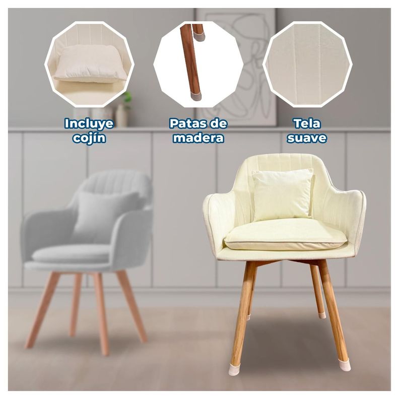Pack 2 Butaca Poltrona Sofí de Terciopelo Con Patas de Madera-1
