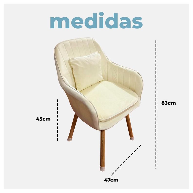 Pack 2 Butaca Poltrona Sofí de Terciopelo Con Patas de Madera-5