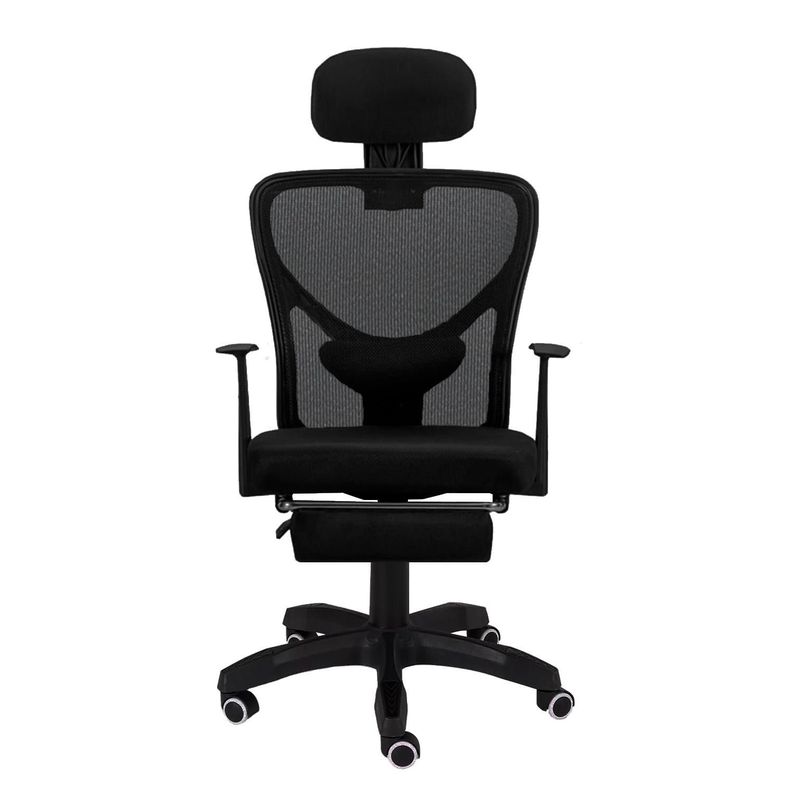 Silla ejecutiva ergonómica con reposabrazos y reposapiernas retráctil-0
