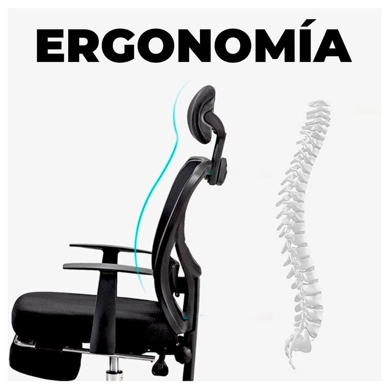 Silla ejecutiva ergonómica con reposabrazos y reposapiernas retráctil-2