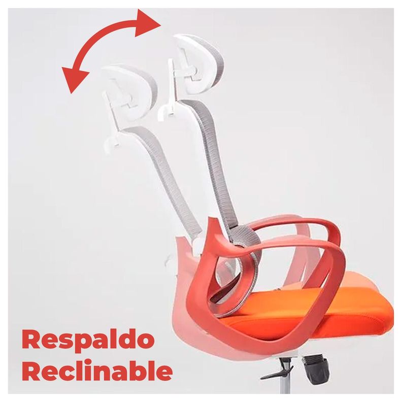Silla de Oficina Ergonómica Moderna, Ajustable y Reclinable-4