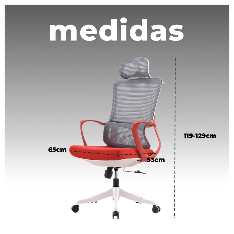 Silla de Oficina Ergonómica Moderna, Ajustable y Reclinable-5