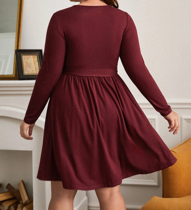 Vestido Elegante de Talle Alto con Cinturón-4