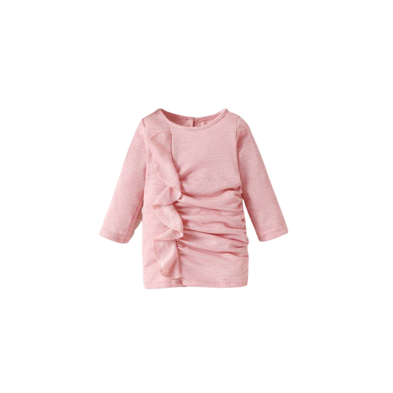Vestido de Manga Larga con Volante para Niñas-0