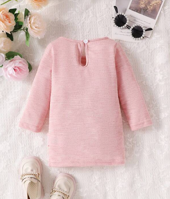 Vestido de Manga Larga con Volante para Niñas-1