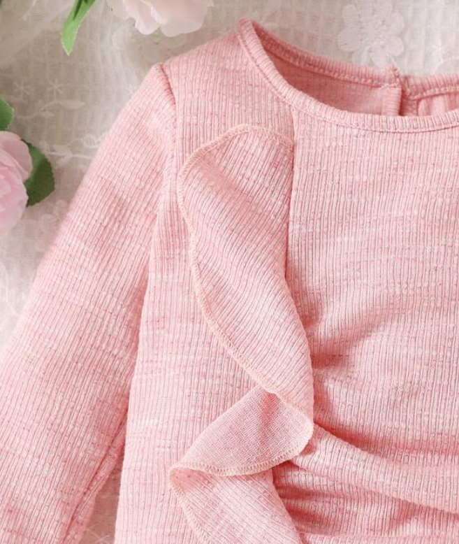 Vestido de Manga Larga con Volante para Niñas-3
