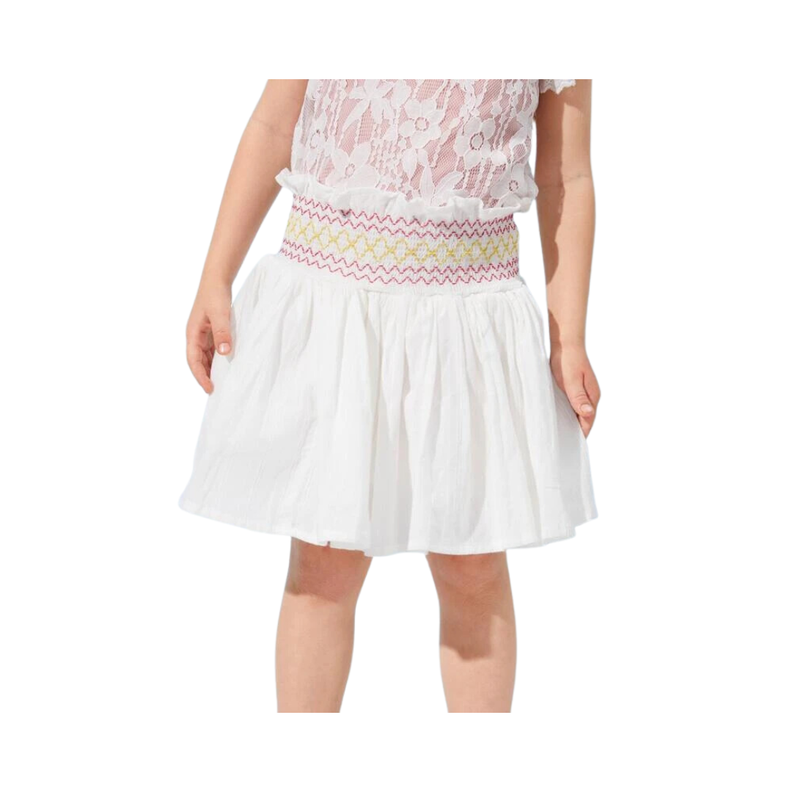 Falda de Campana con Bordado para Ninas - Talla 3 anos Blanco