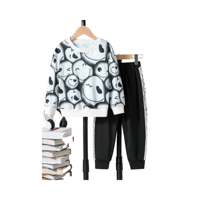 Conjunto Casual para Ninos - Diseno Divertido - Talla 4 anos Blanco/Negro