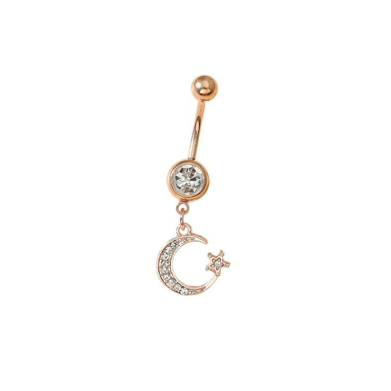 Piercing para Ombligo con Colgante Luna y Estrella-0