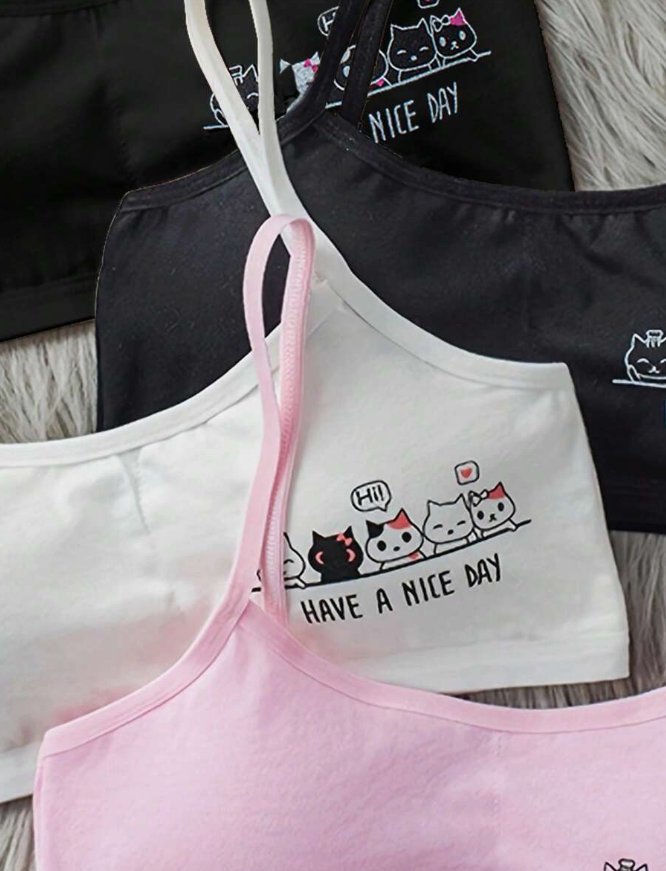 🐾 Pack de 4 Bralettes Infantiles – “Have a Nice Day” 😻-3