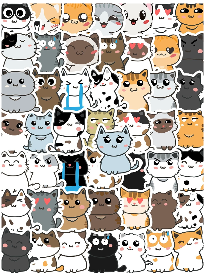 Set de Pegatinas de Gatos Adorables-4