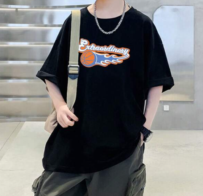 Camiseta Oversize con Estampado Deportivo - Color Negro-2
