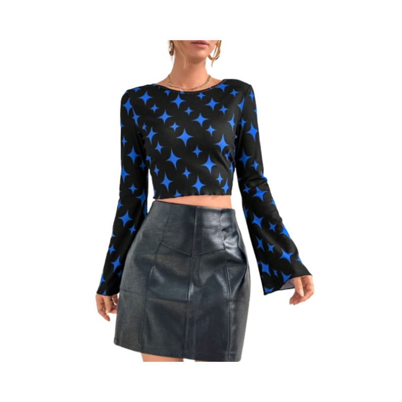 ⭐ Camiseta Crop con Estampado de Estrella - Talla L