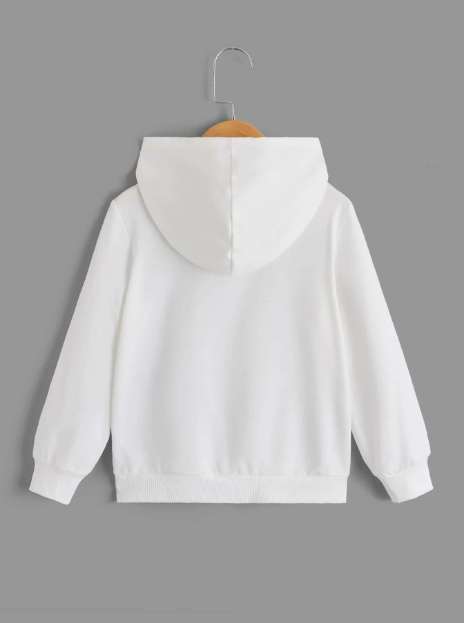 Sudadera Casual con Estampado de Figuras y Letras en Blanco-1