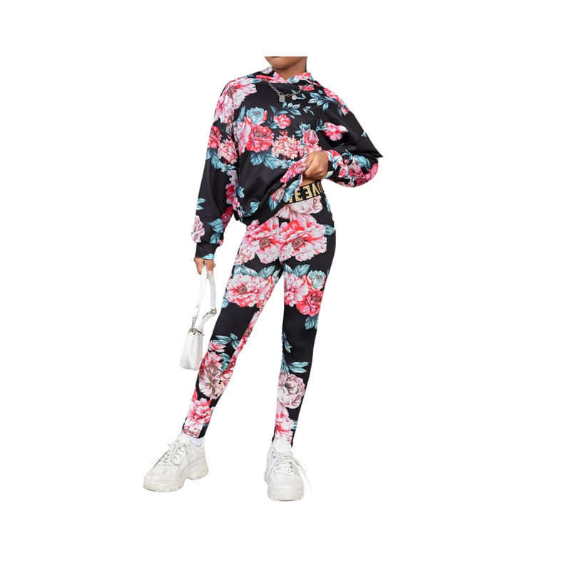 Conjunto de Sudadera y Leggings con Estampado Floral-0