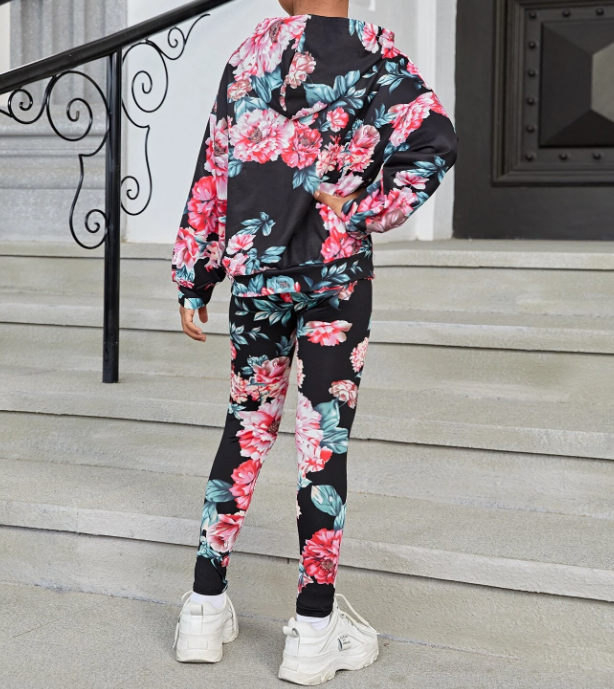 Conjunto de Sudadera y Leggings con Estampado Floral-2