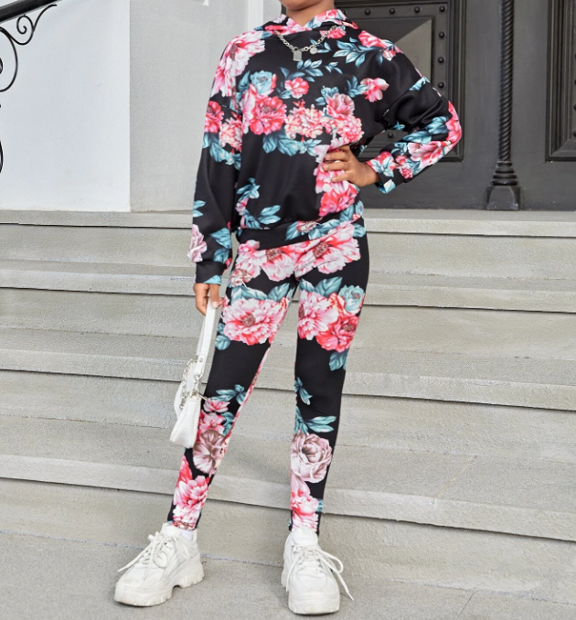 Conjunto de Sudadera y Leggings con Estampado Floral-4