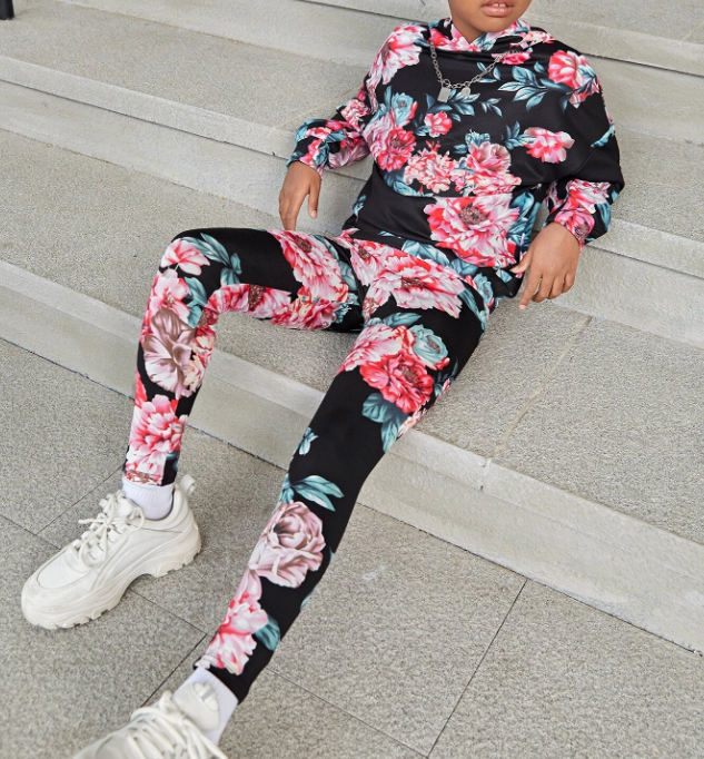 Conjunto de Sudadera y Leggings con Estampado Floral-5