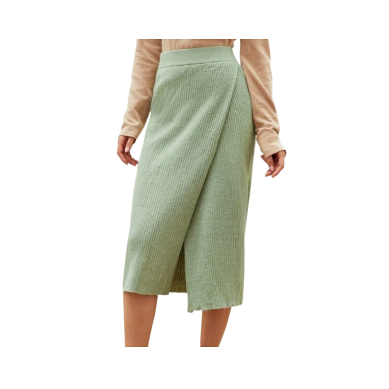 Falda Midi Verde Menta Envolvente-0